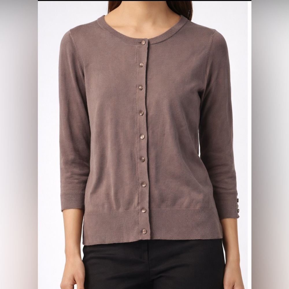 Willi Smith Taupe Button-Up Cardigan